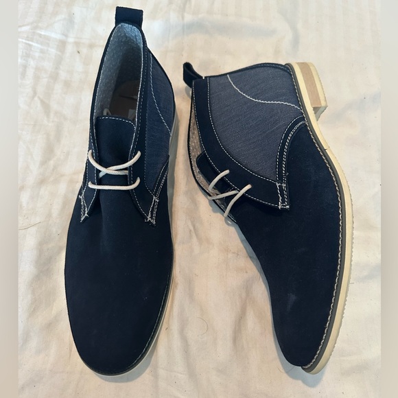 BRAND NEW Mens Boots Steve Madden Navy Suede Leather and...